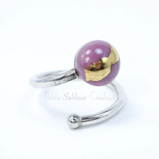 Bague artisanale en Verre de Murano et en Argent - Petite Sablaise
