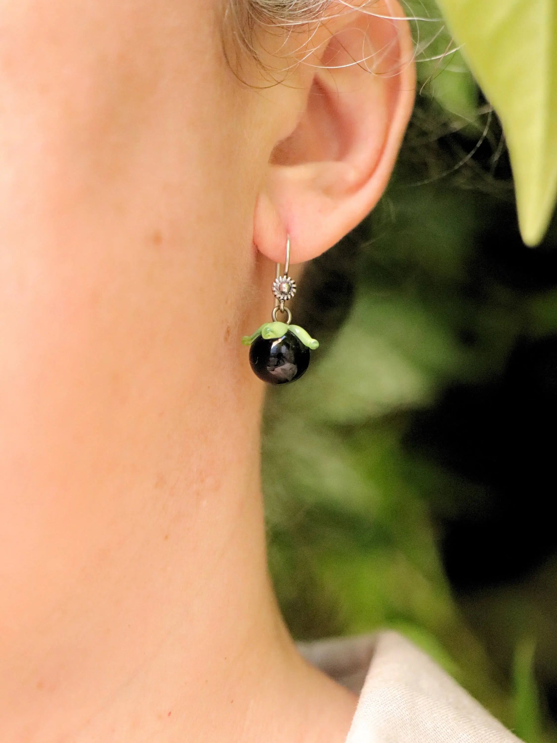 🌿 Boucles d'Oreilles Belladone en Argent Massif 🌿 Petite Sablaise
