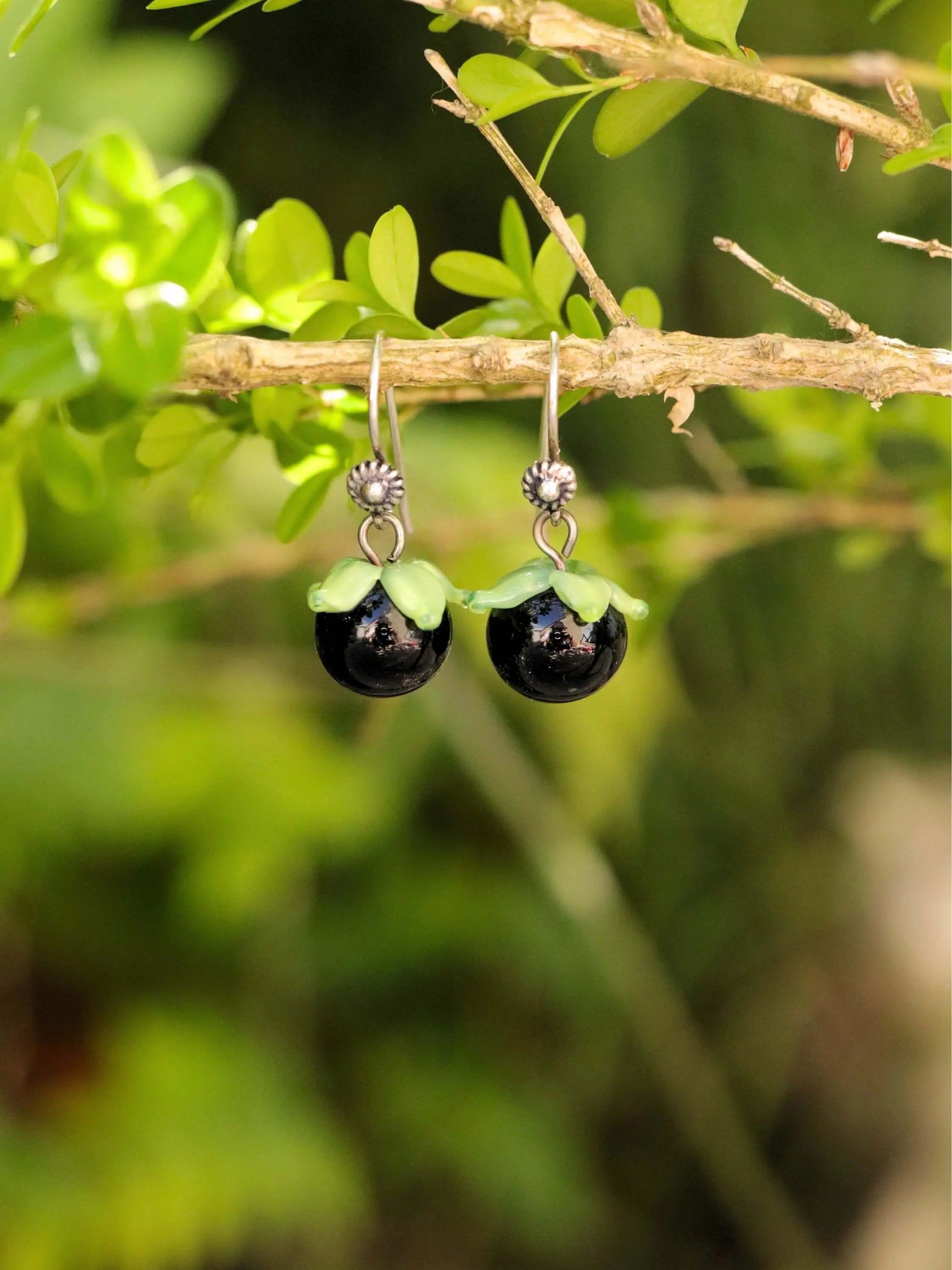 🌿 Boucles d'Oreilles Belladone en Argent Massif 🌿 Petite Sablaise