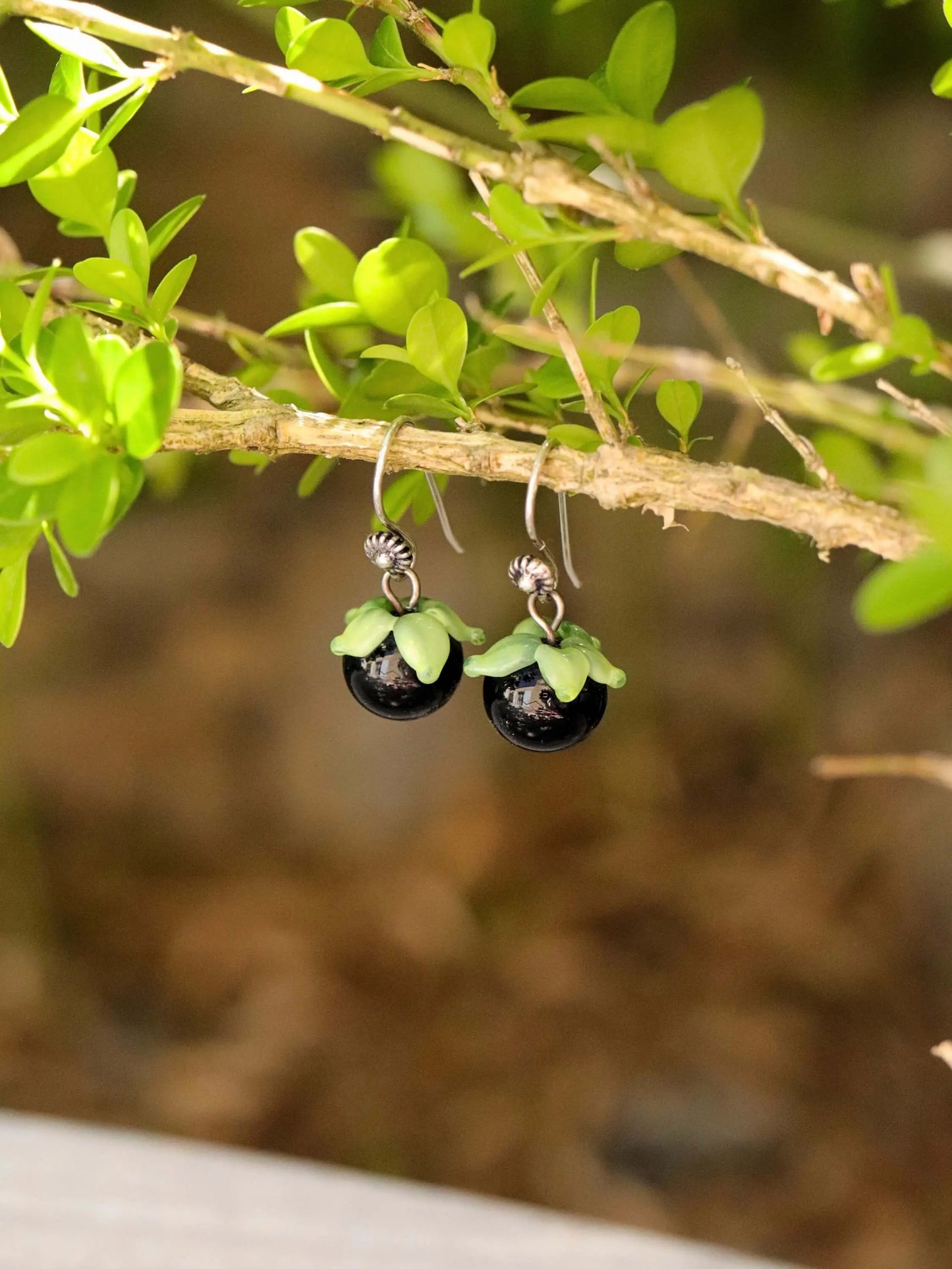 🌿 Boucles d'Oreilles Belladone en Argent Massif 🌿 Petite Sablaise