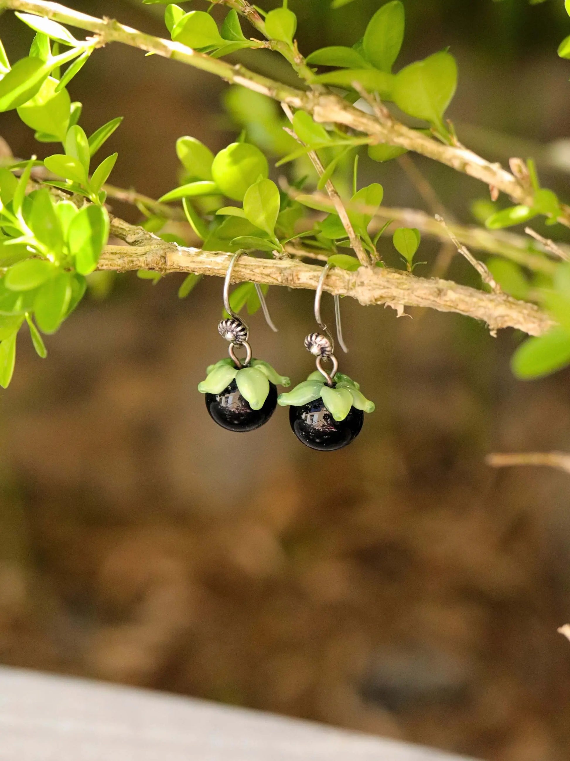 🌿 Boucles d'Oreilles Belladone en Argent Massif 🌿 Petite Sablaise