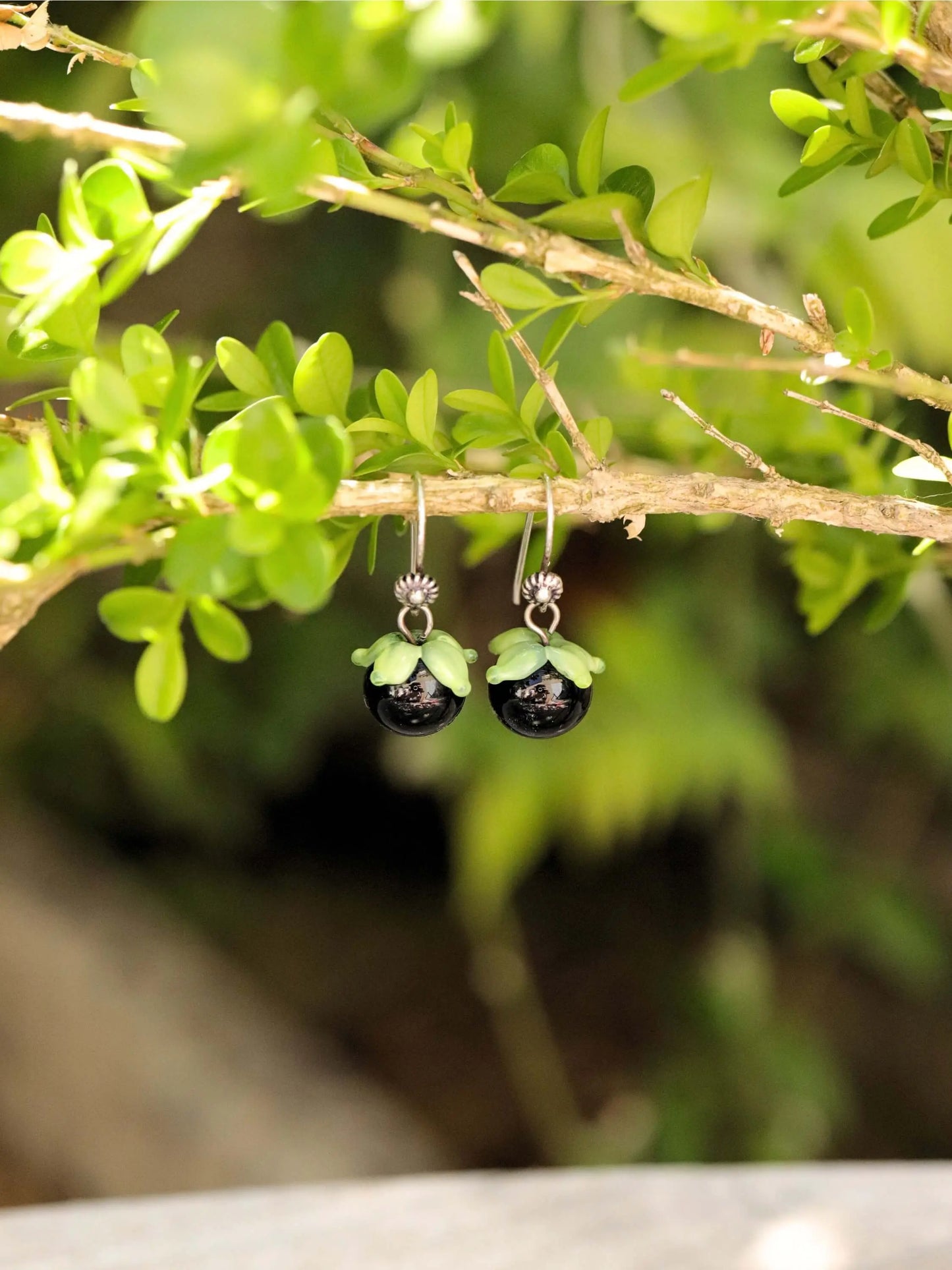 🌿 Boucles d'Oreilles Belladone en Argent Massif 🌿 Petite Sablaise