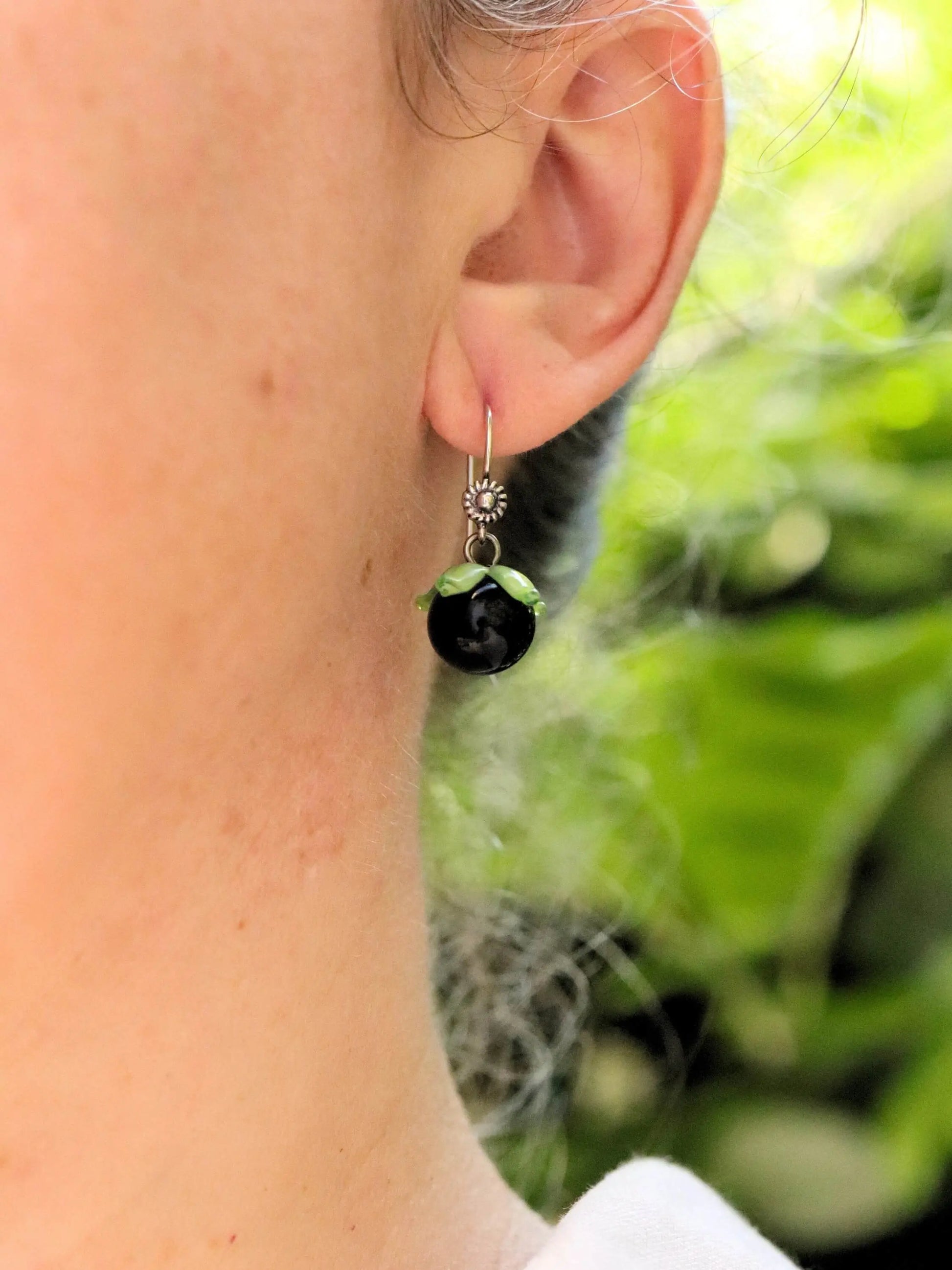 🌿 Boucles d'Oreilles Belladone en Argent Massif 🌿 Petite Sablaise