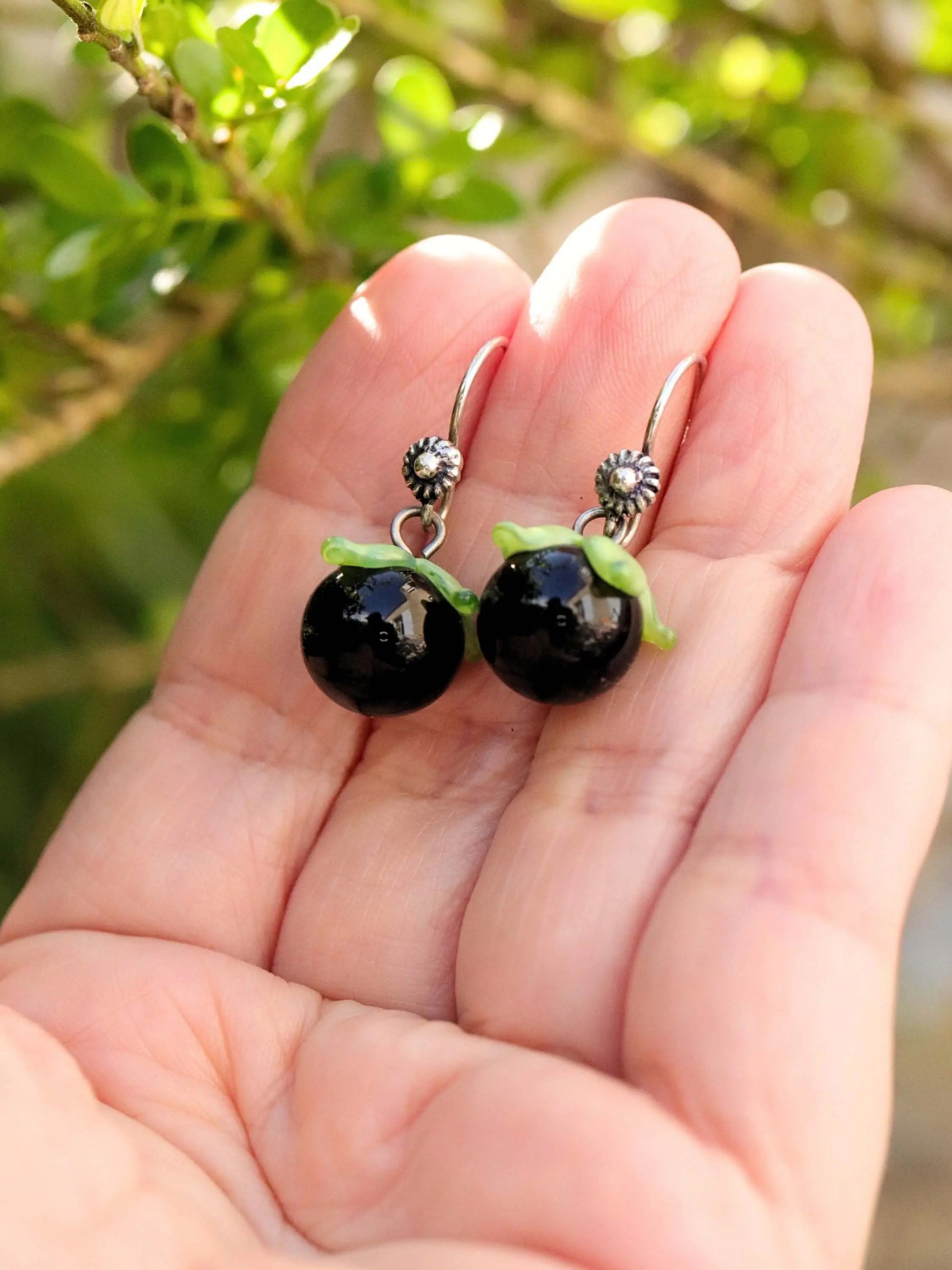 🌿 Boucles d'Oreilles Belladone en Argent Massif 🌿 Petite Sablaise