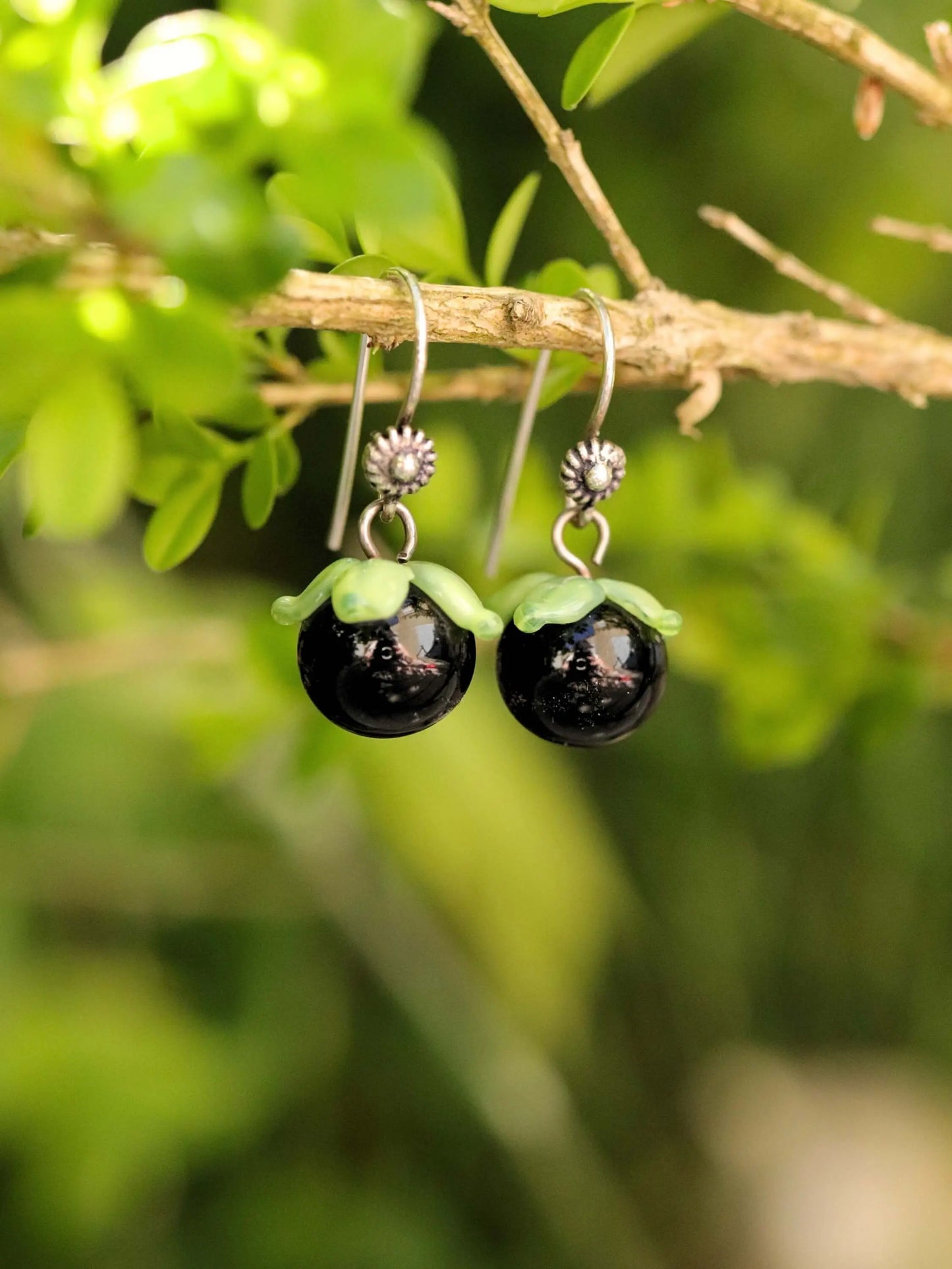 🌿 Boucles d'Oreilles Belladone en Argent Massif 🌿 Petite Sablaise