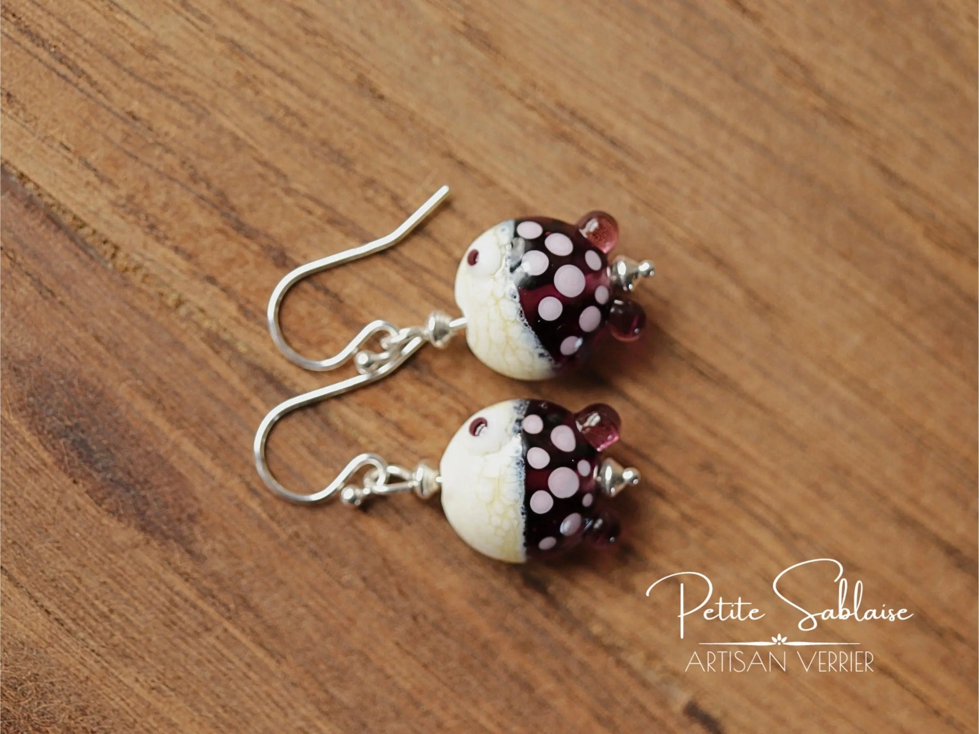 Boucles d'Oreilles Originales Petits Poissons violet - Petite Sablaise