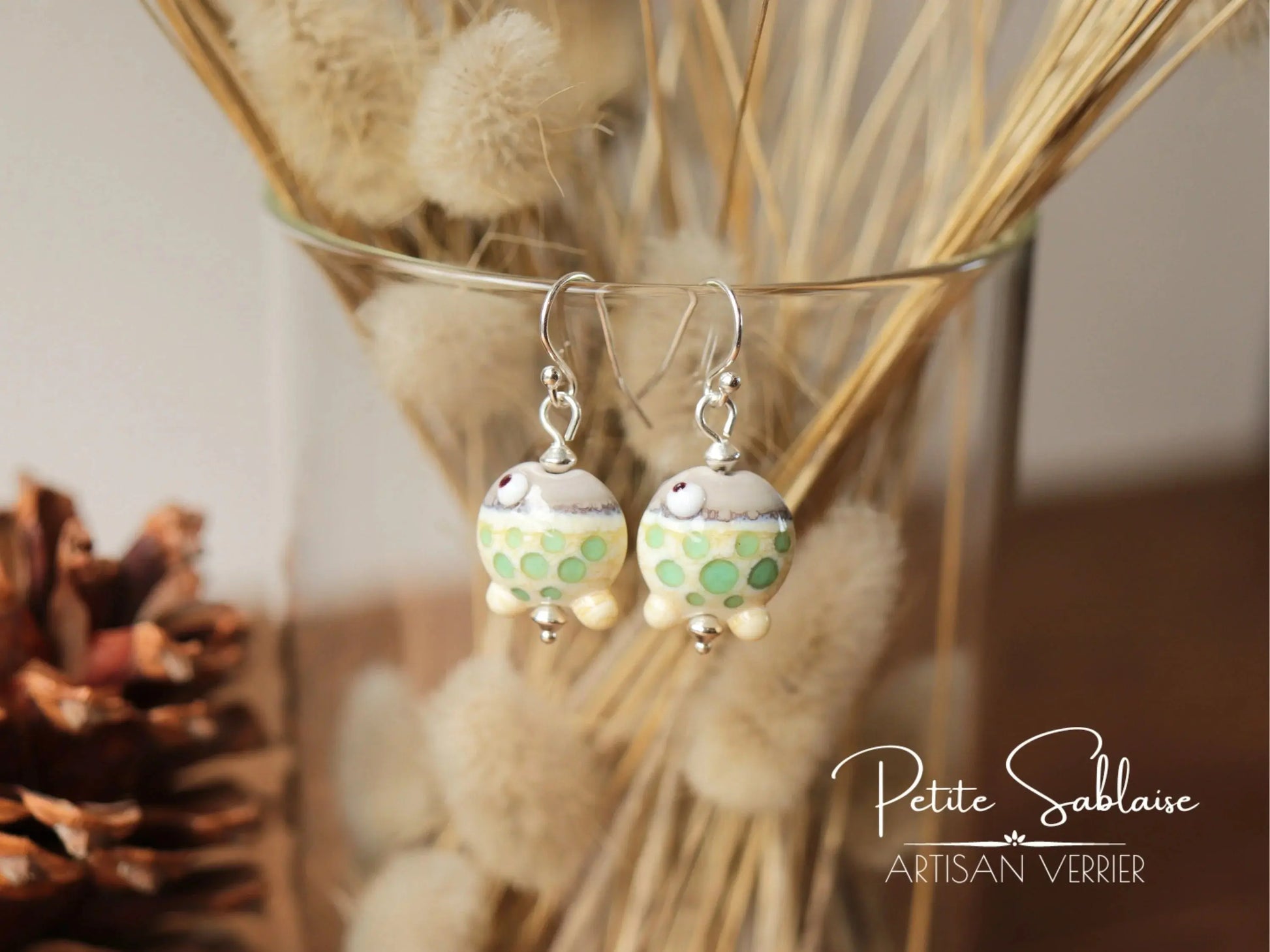 Boucles d'oreilles Fantaisies Petits Poissons ivoires - Petite Sablaise