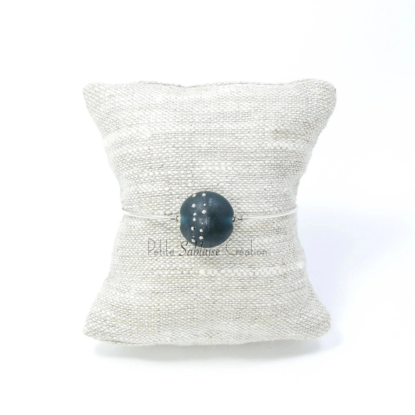 Bracelet Fantaisie Artisanal "Dark Blue" mat réglable - Petite Sablaise
