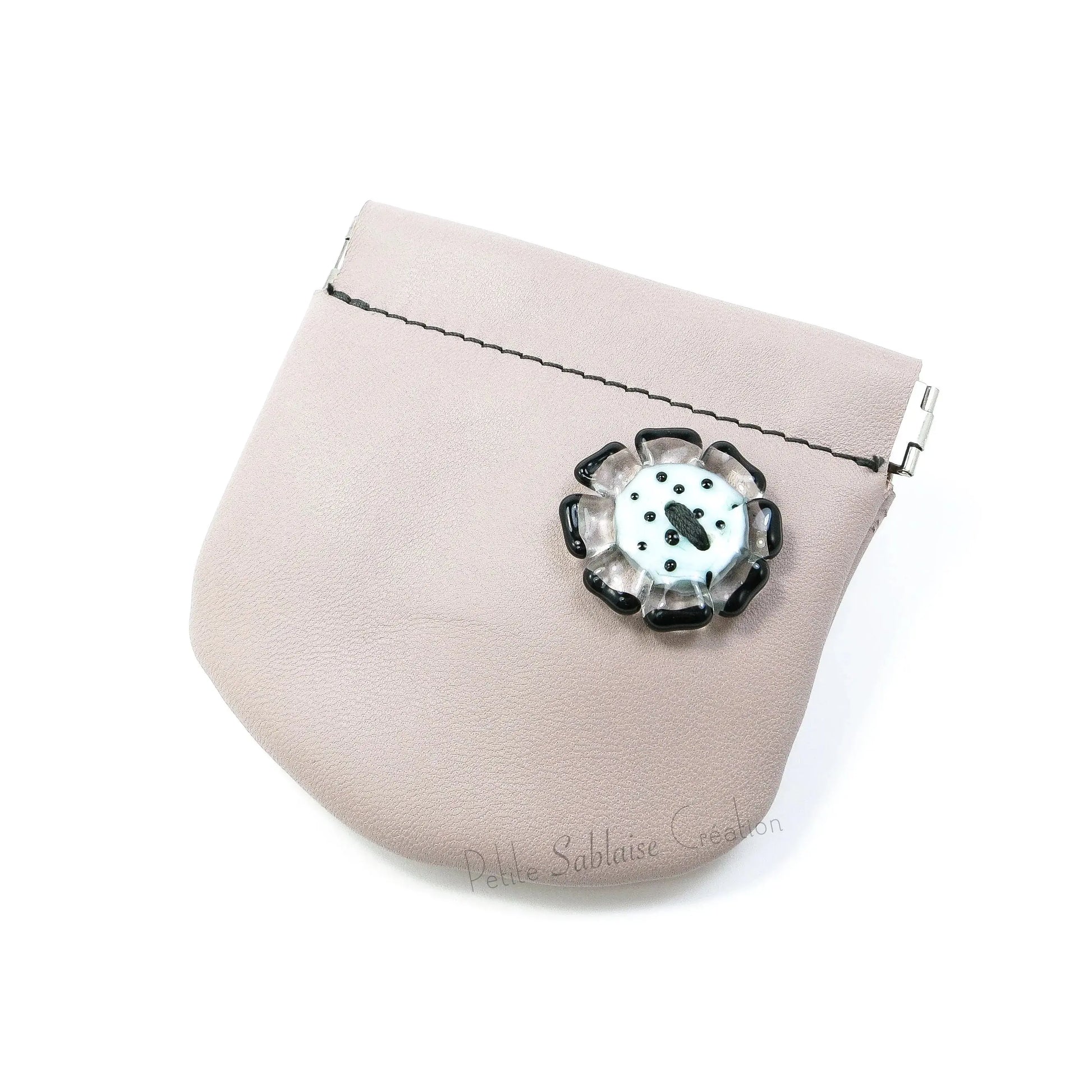 Porte-monnaie Artisanal Clic Clac en cuir Rose - Petite Sablaise