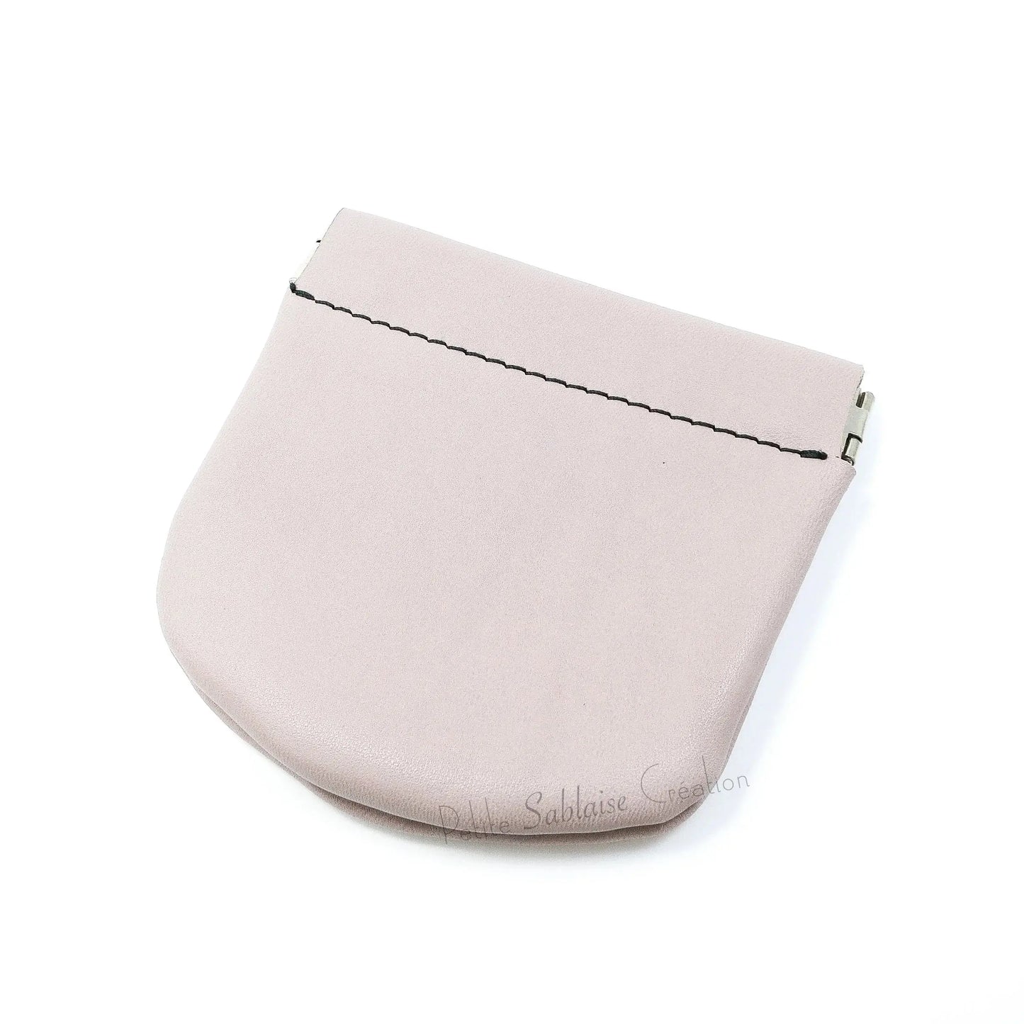 Porte-monnaie Artisanal Clic Clac en cuir Rose - Petite Sablaise