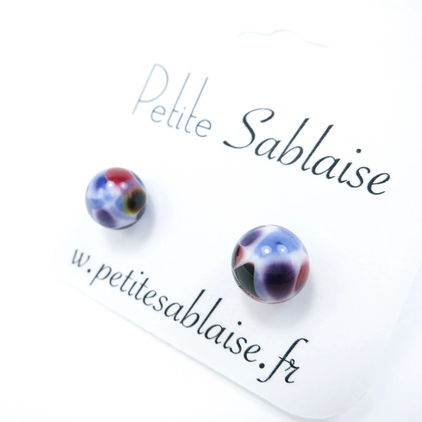 Puces d'Oreilles Artisanales Violettes Hypoallergénique - Petite Sablaise