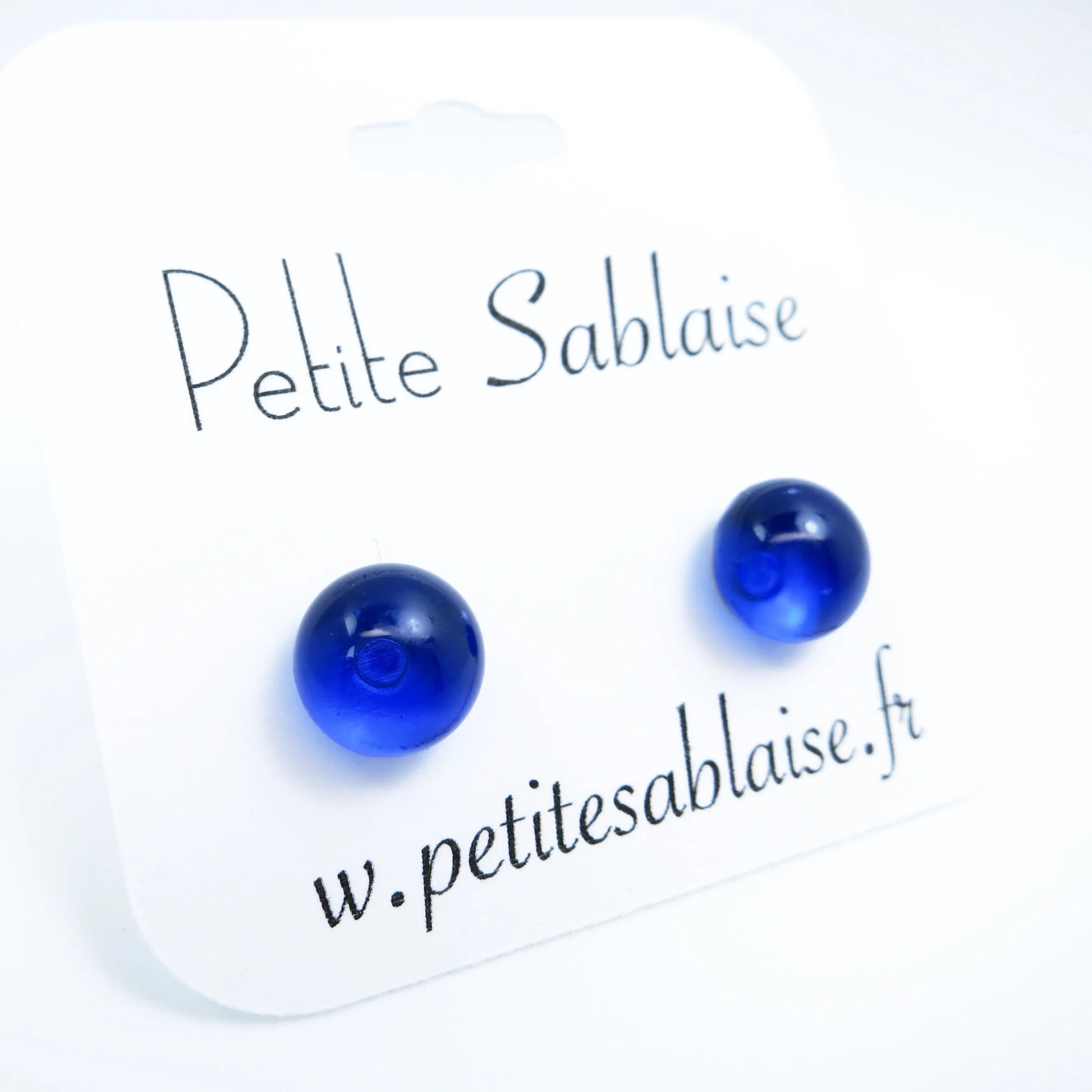 Puces d'Oreilles hypoallergénique Bleues Nuit transparentes Petite Sablaise