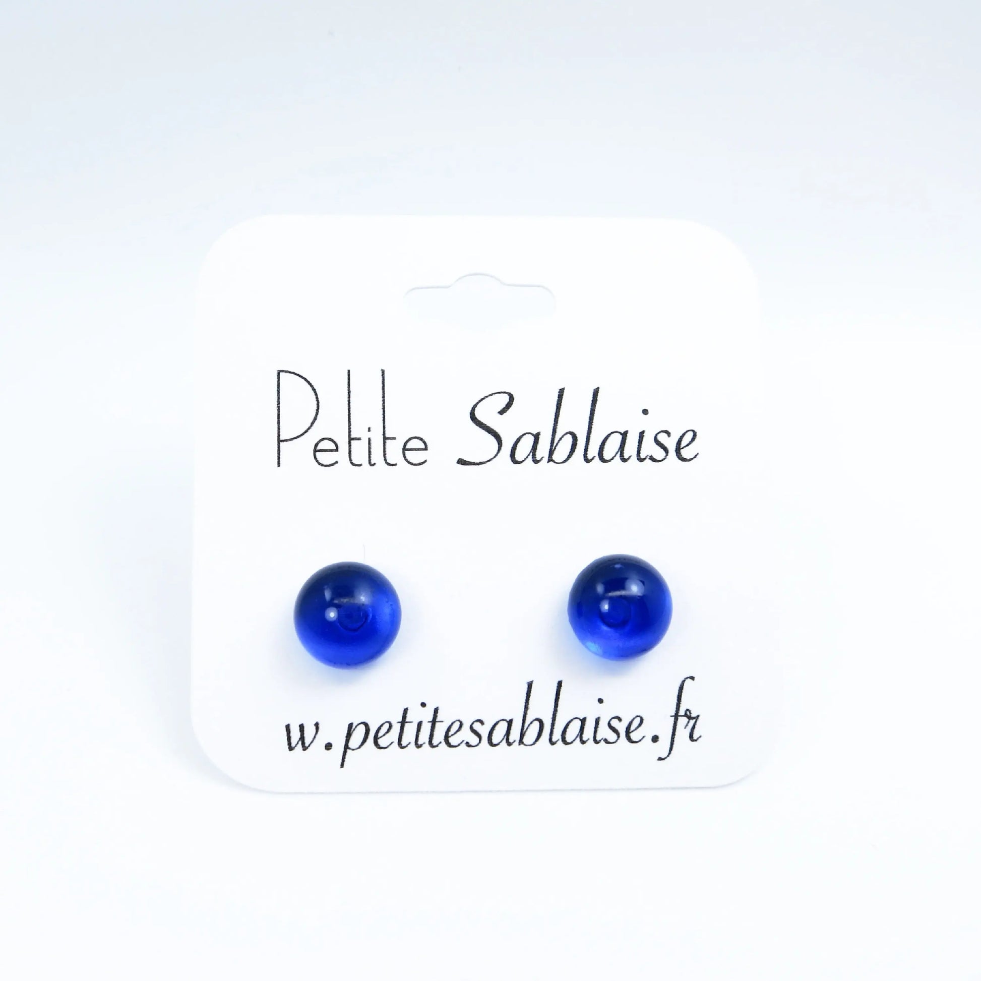 Puces d'Oreilles hypoallergénique Bleues Nuit transparentes Petite Sablaise