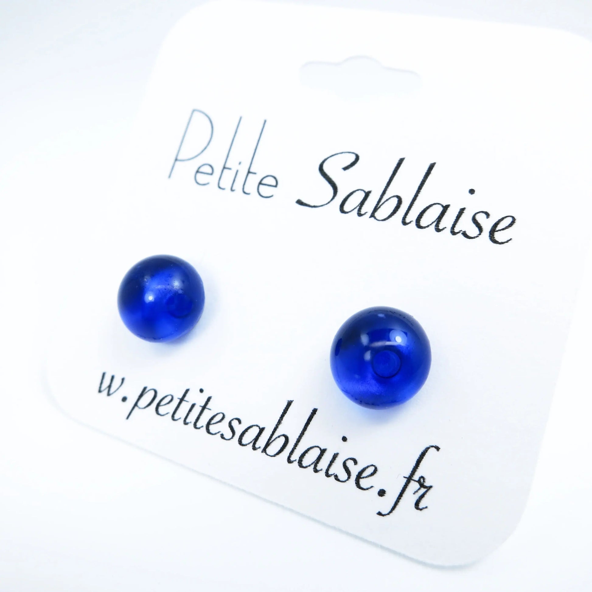 Puces d'Oreilles hypoallergénique Bleues Nuit transparentes Petite Sablaise