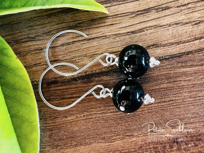 Boucles d'Oreilles Artisanales "Black Hole" en Argent massif - Petite Sablaise