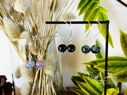 Boucles d'Oreilles Artisanales "Black Hole" en Argent massif - Petite Sablaise