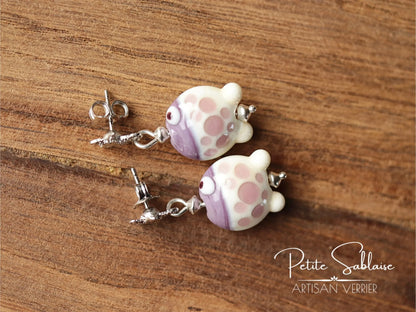 Boucles d'Oreilles Fantaisies Etoile de Mer et Petits Poissons - Petite Sablaise