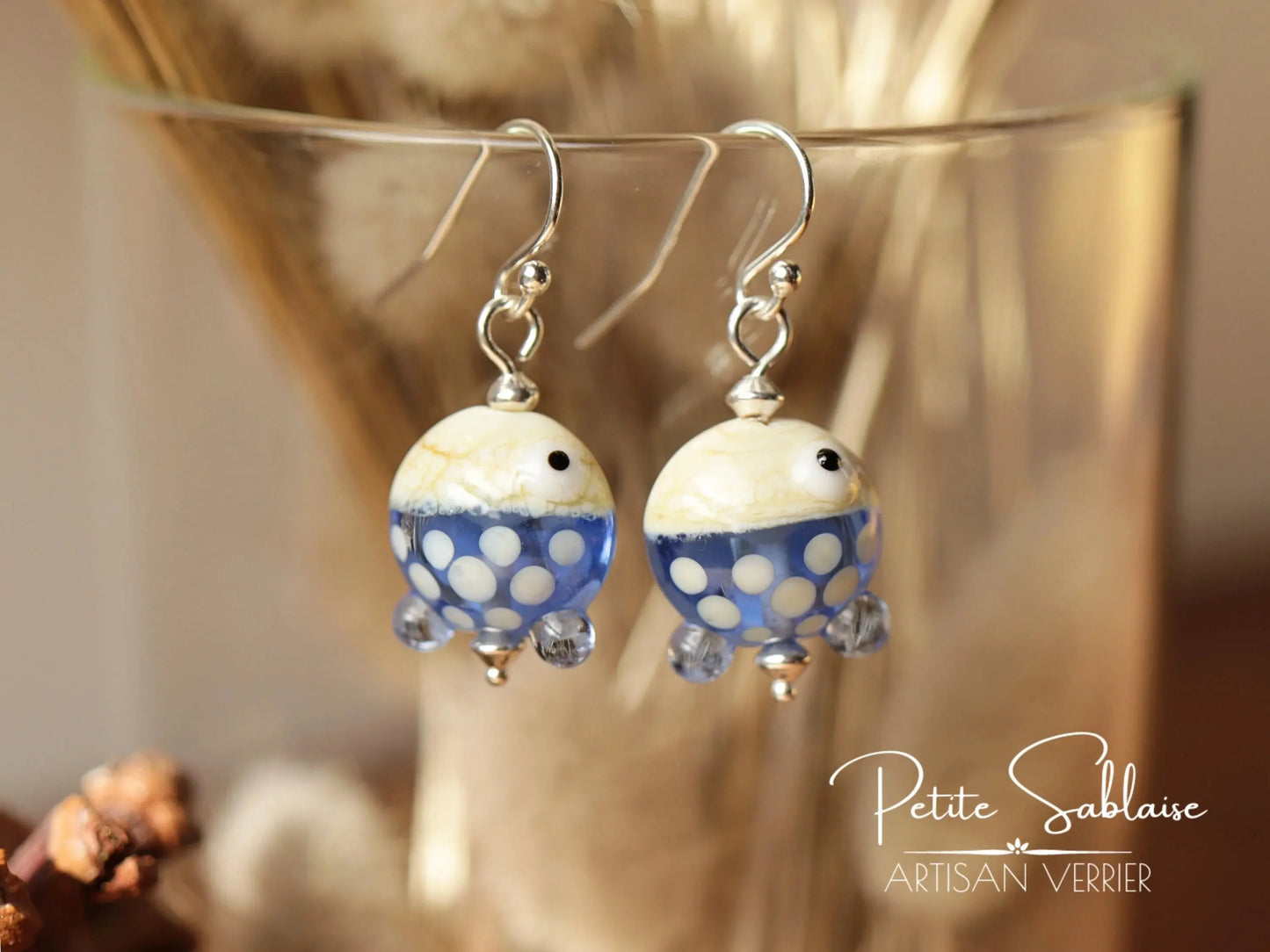 Boucles d'Oreilles Fantaisies Petits Poissons bleus - Petite Sablaise