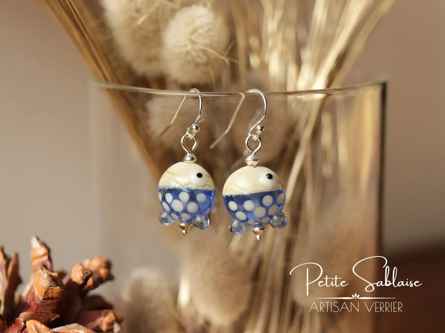 Boucles d'Oreilles Fantaisies Petits Poissons bleus - Petite Sablaise