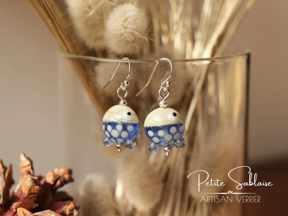 Boucles d'Oreilles Fantaisies Petits Poissons bleus - Petite Sablaise