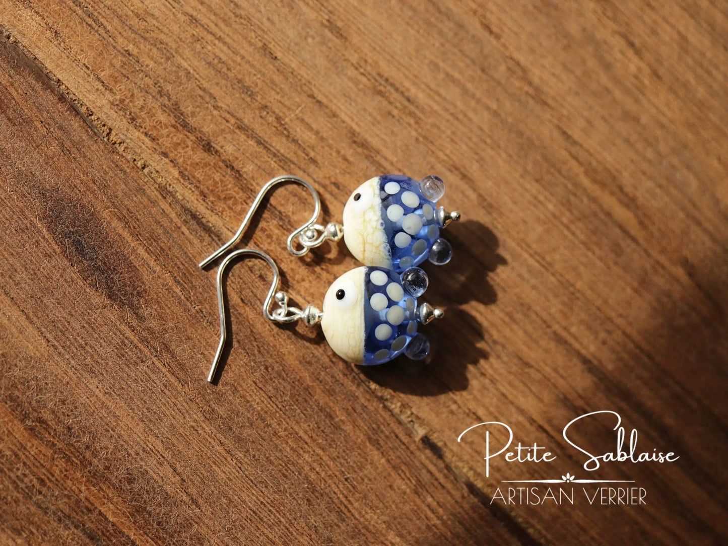 Boucles d'Oreilles Fantaisies Petits Poissons bleus - Petite Sablaise