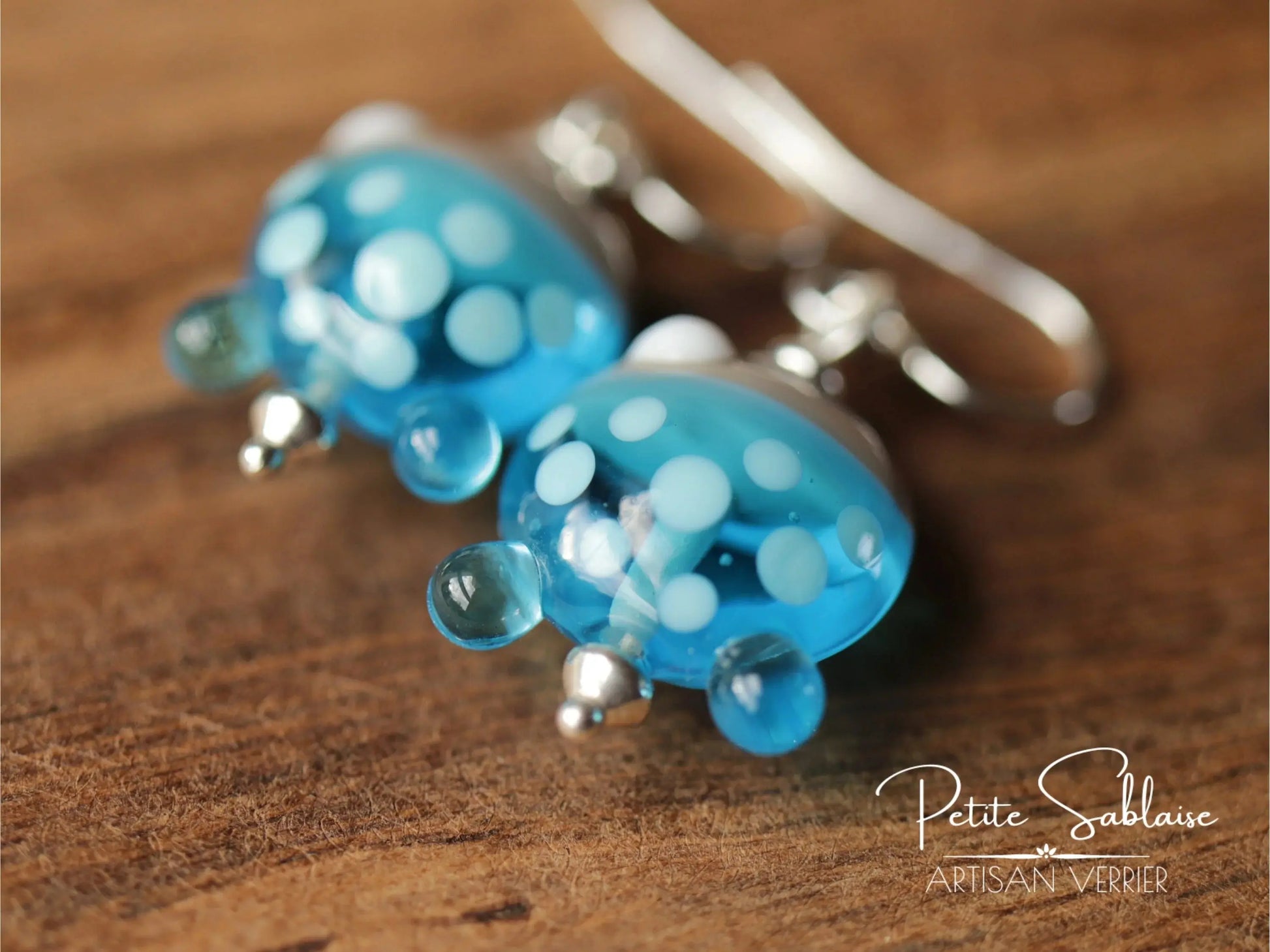 Boucles d'Oreilles Fantaisies Petits Poissons turquoises en Argent - Petite Sablaise