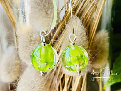 Boucles d'Oreilles Fantaisies "Absinthe" en Verre de Murano - Petite Sablaise