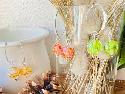 Boucles d'Oreilles Fantaisies "Absinthe" en Verre de Murano - Petite Sablaise