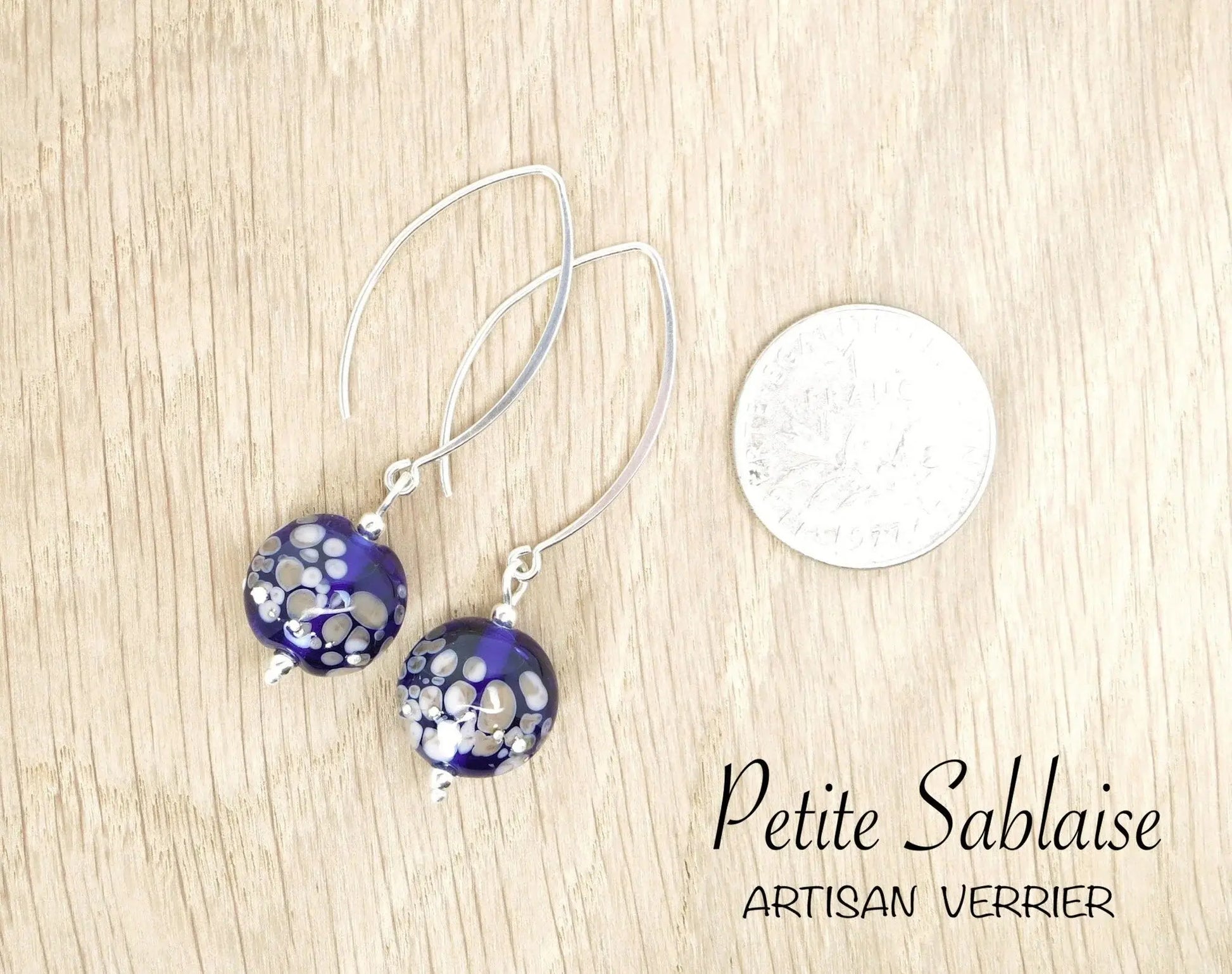 Boucles d'oreilles Artisanales "Améthyste Violette" en Argent - Petite Sablaise