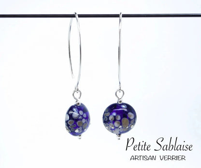 Boucles d'oreilles Artisanales "Améthyste Violette" en Argent - Petite Sablaise