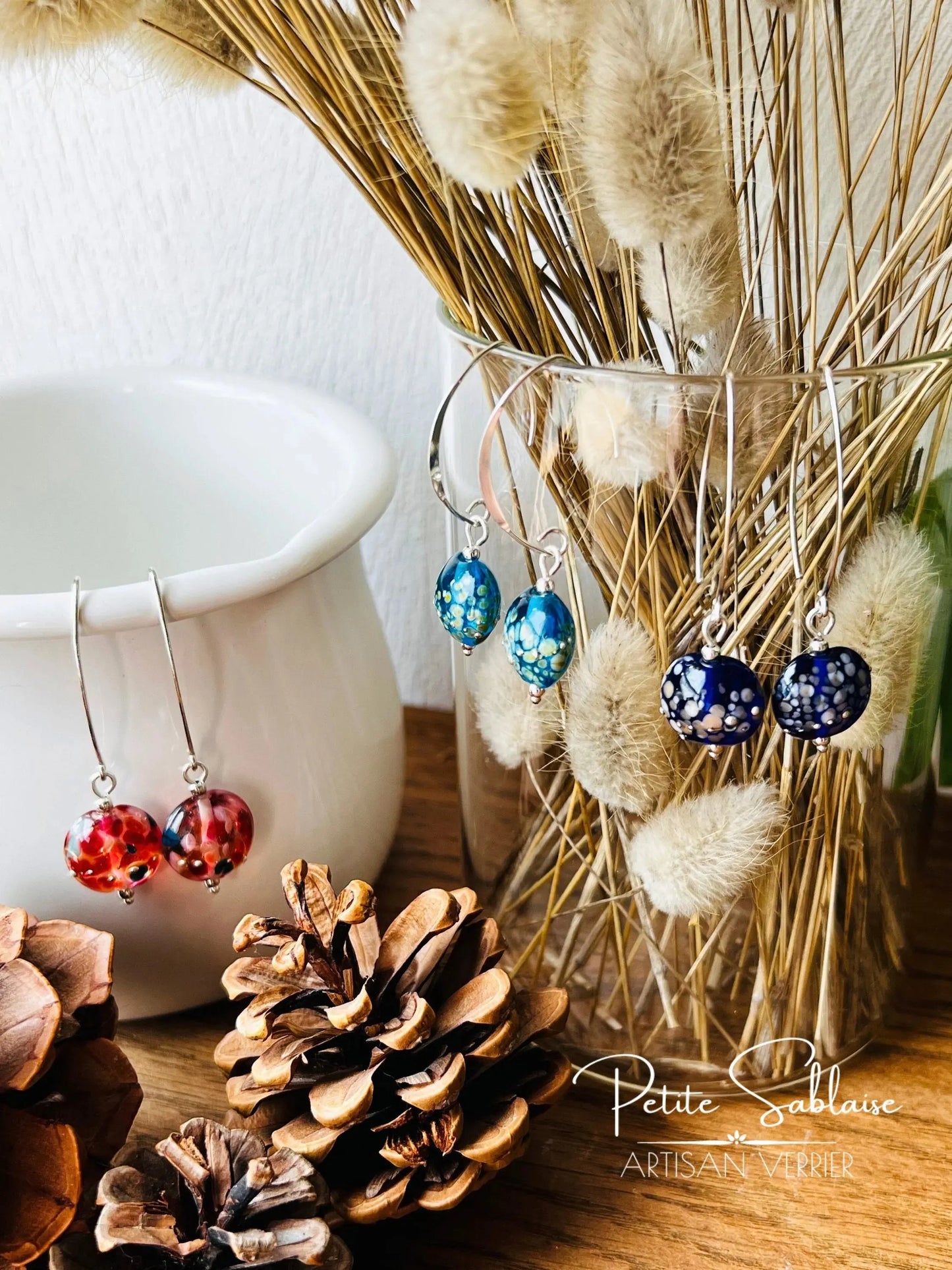 Boucles d'oreilles Artisanales "Améthyste Violette" en Argent - Petite Sablaise