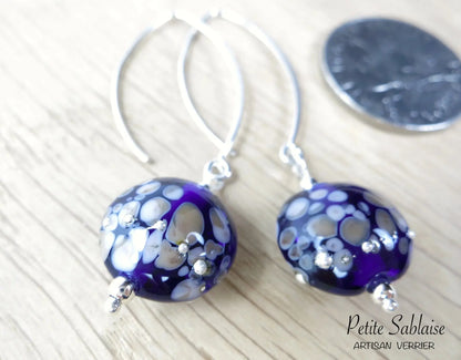 Boucles d'oreilles Artisanales "Améthyste Violette" en Argent - Petite Sablaise