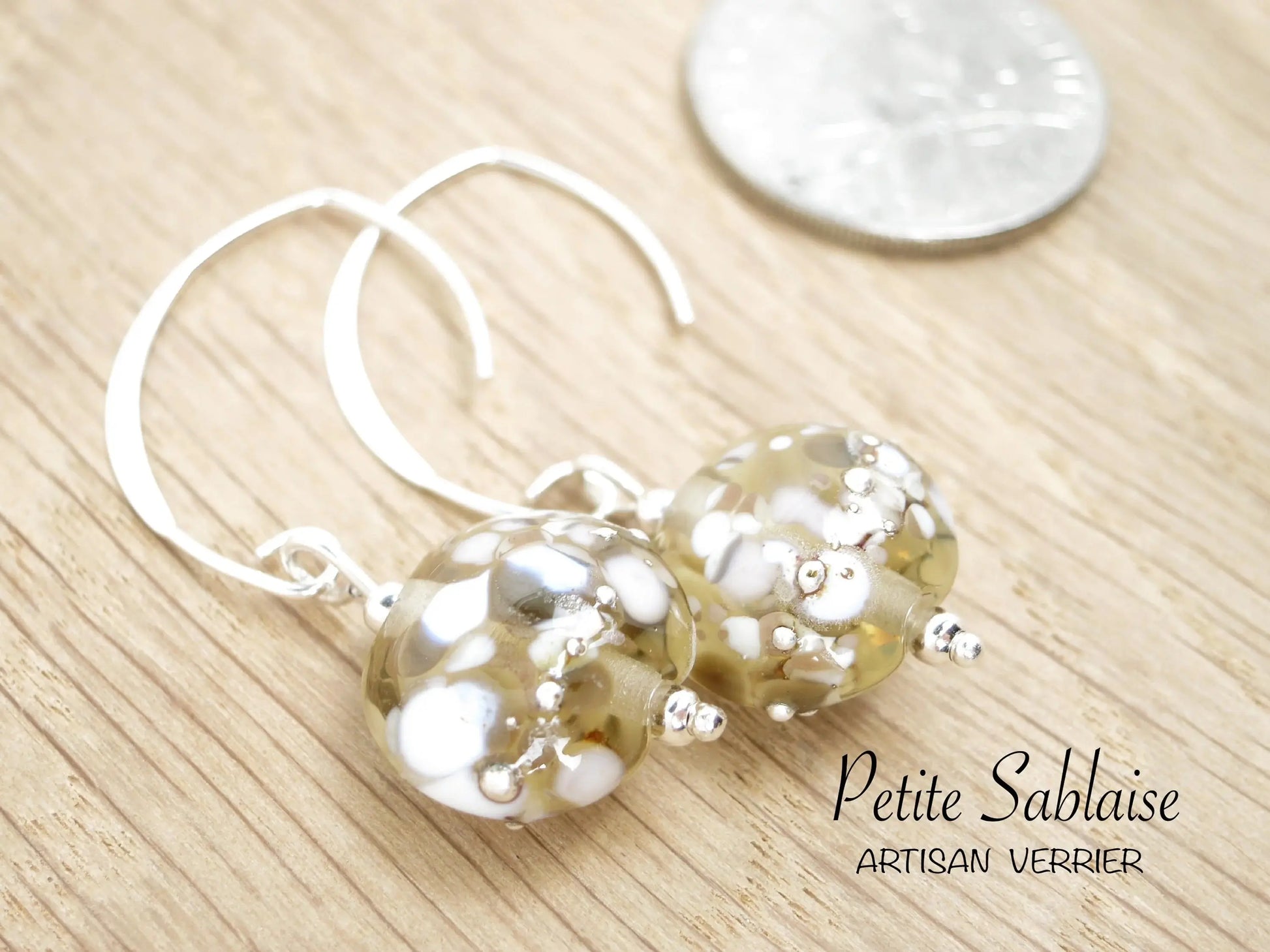 Boucles d'oreilles Artisanales "Champagne" en Argent massif 925 - Petite Sablaise