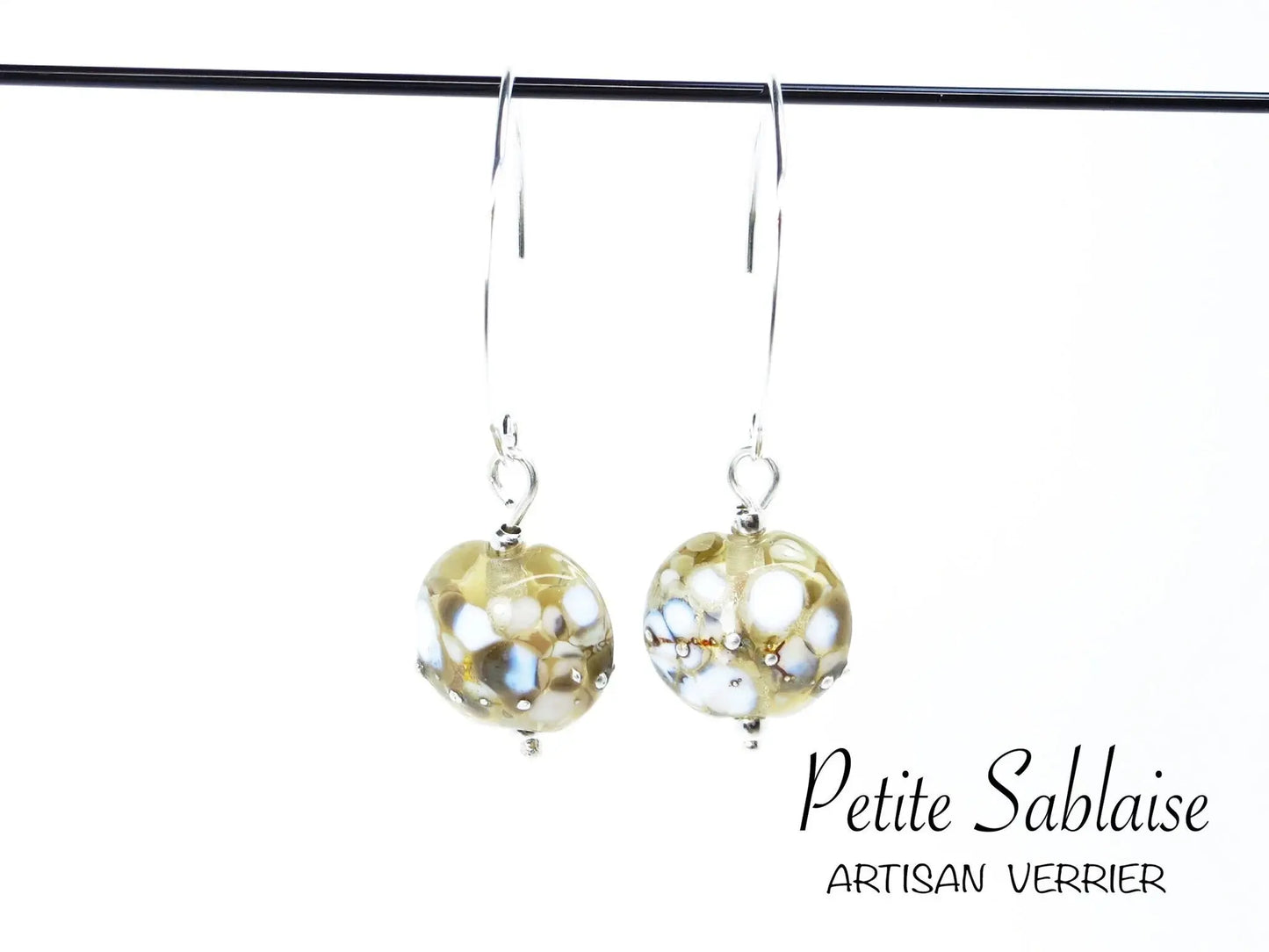 Boucles d'oreilles Artisanales "Champagne" en Argent massif 925 - Petite Sablaise