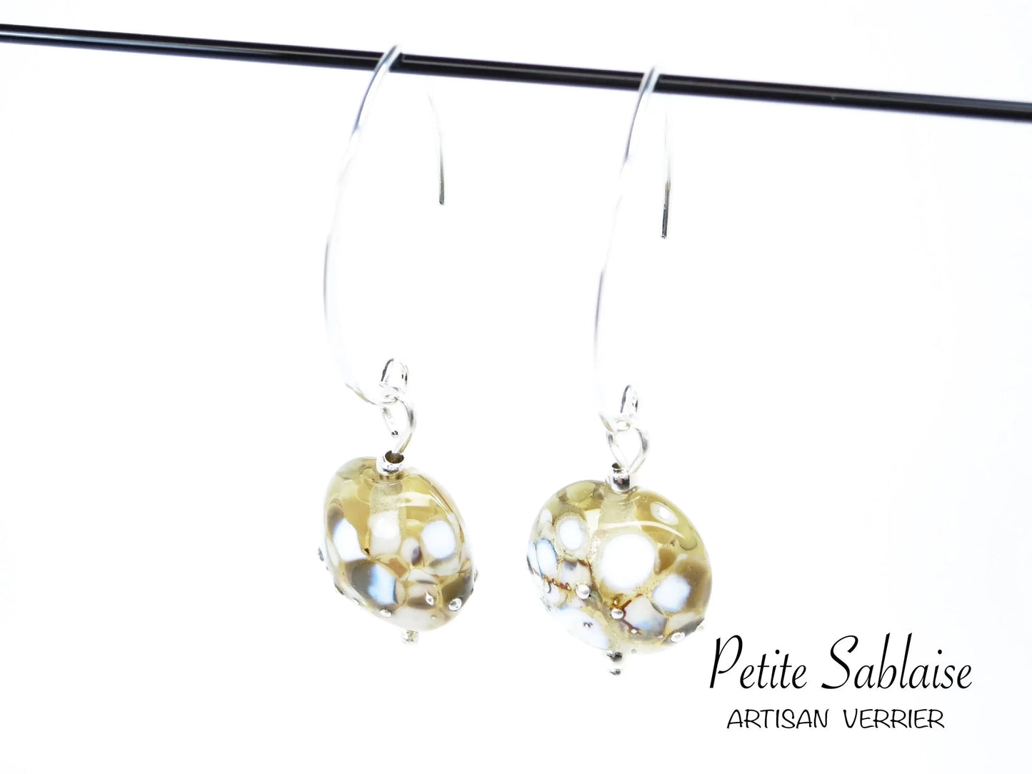 Boucles d'oreilles Artisanales "Champagne" en Argent massif 925 - Petite Sablaise