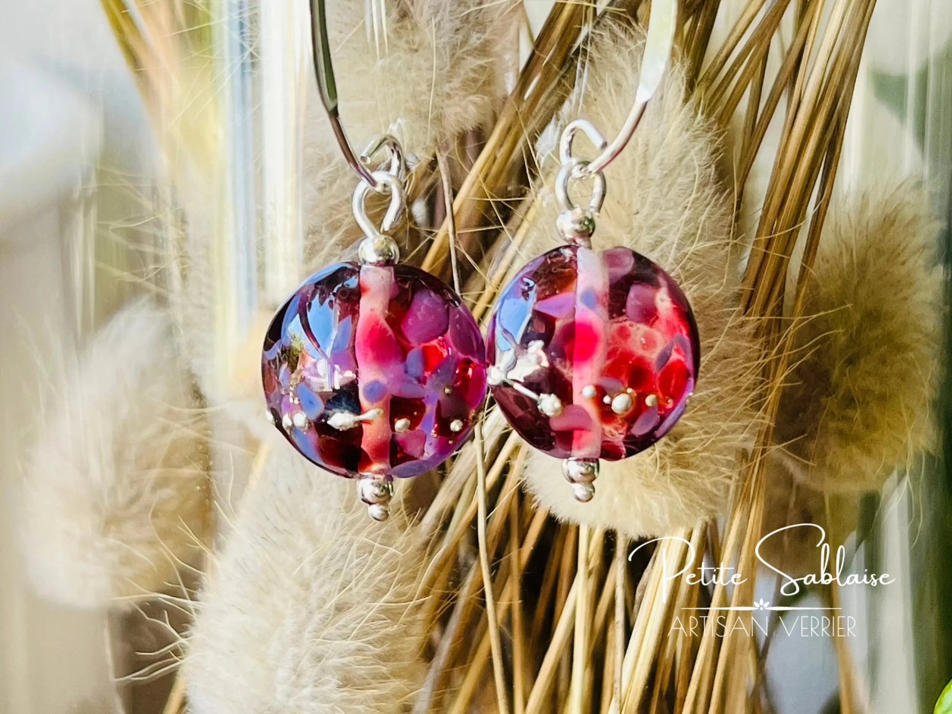 Boucles d'oreilles Artisanales en Argent "Elixir de Violette" - Petite Sablaise