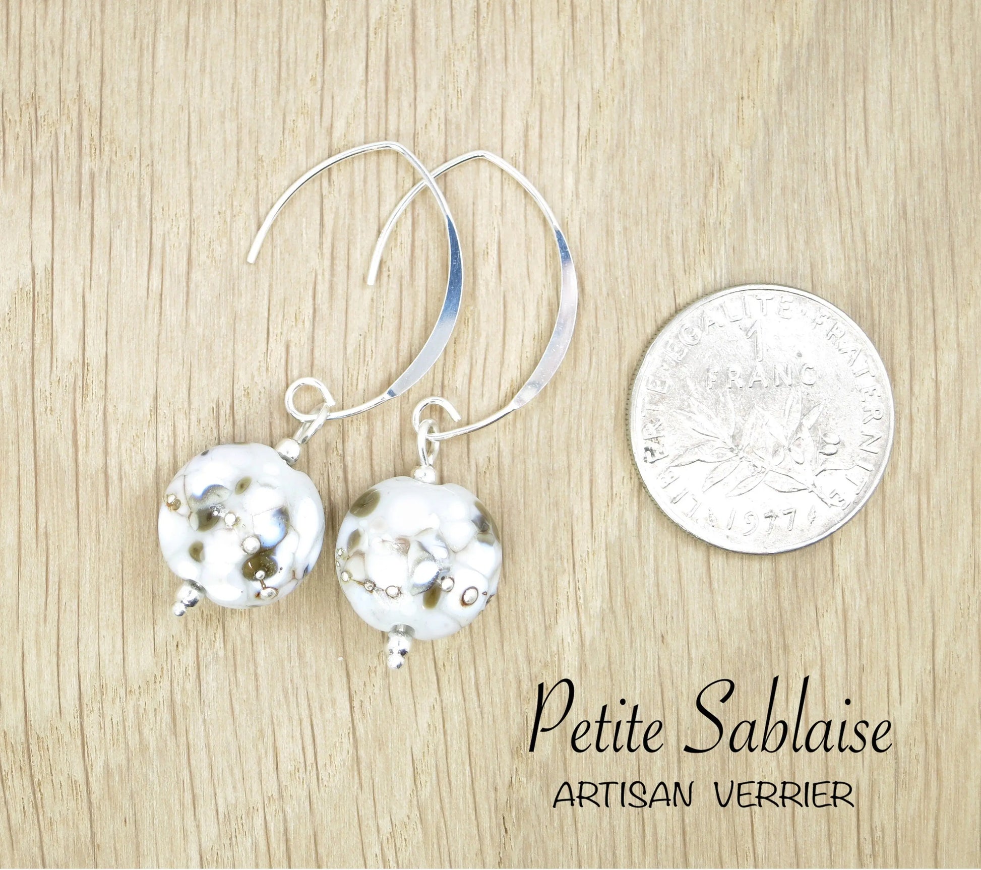 Boucles d'oreilles Artisanales en Argent "Léopard des Neiges" - Petite Sablaise