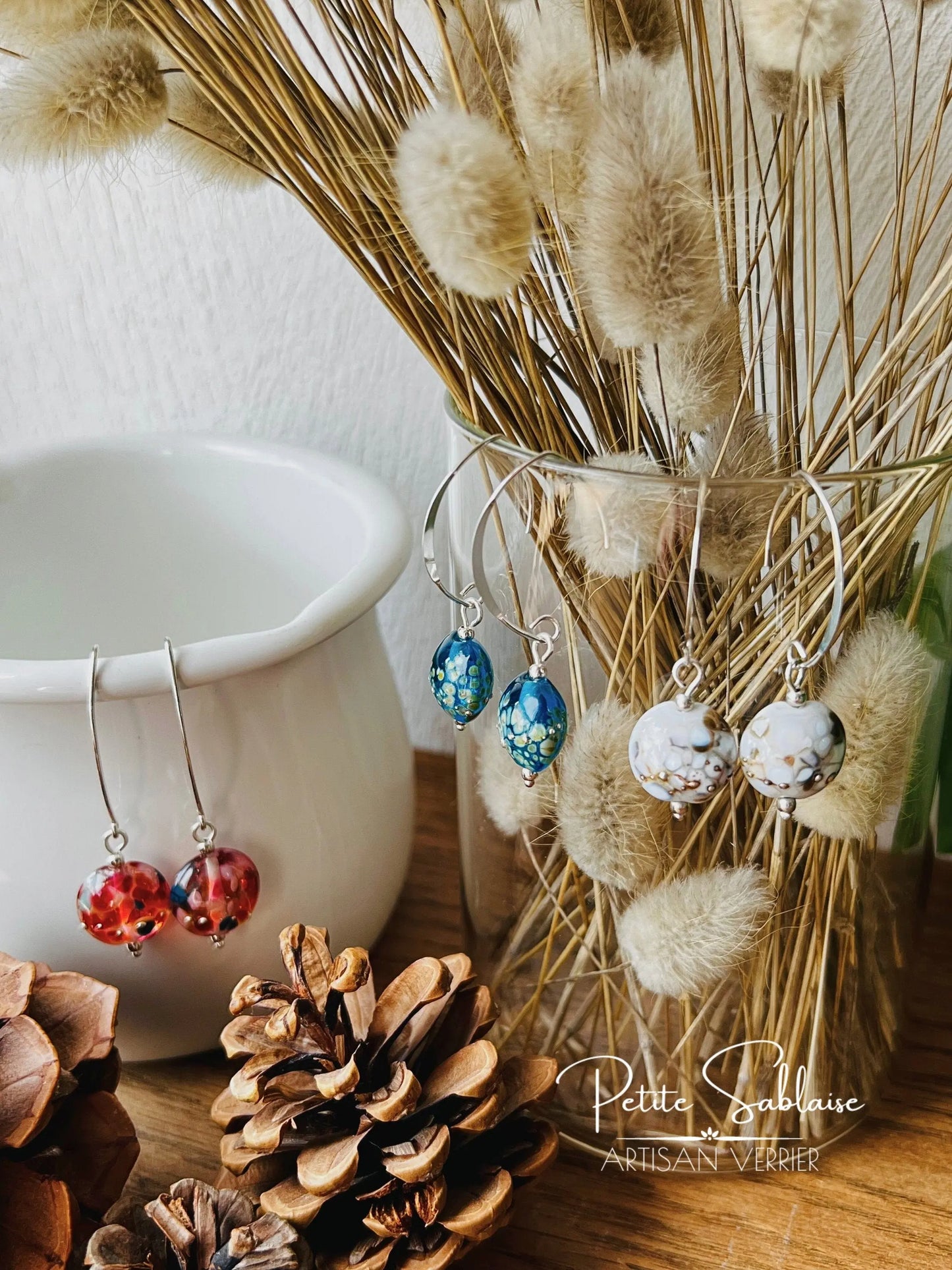 Boucles d'oreilles Artisanales en Argent "Léopard des Neiges" - Petite Sablaise