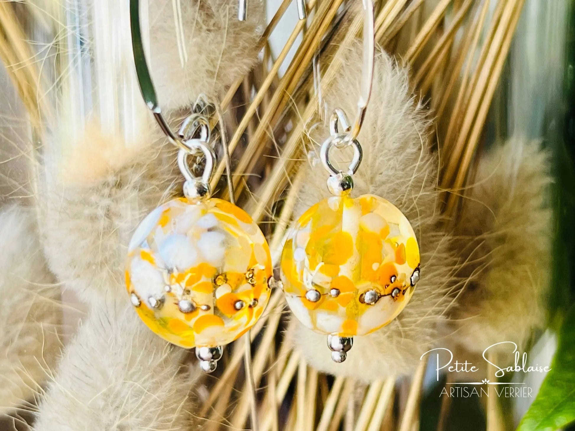 Boucles d'oreilles Artisanales en Argent "Soleil d'été" - Petite Sablaise