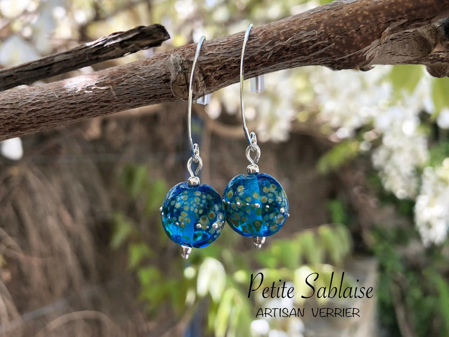 Boucles d'oreilles Artisanales en Argent "Turquoise" - Petite Sablaise