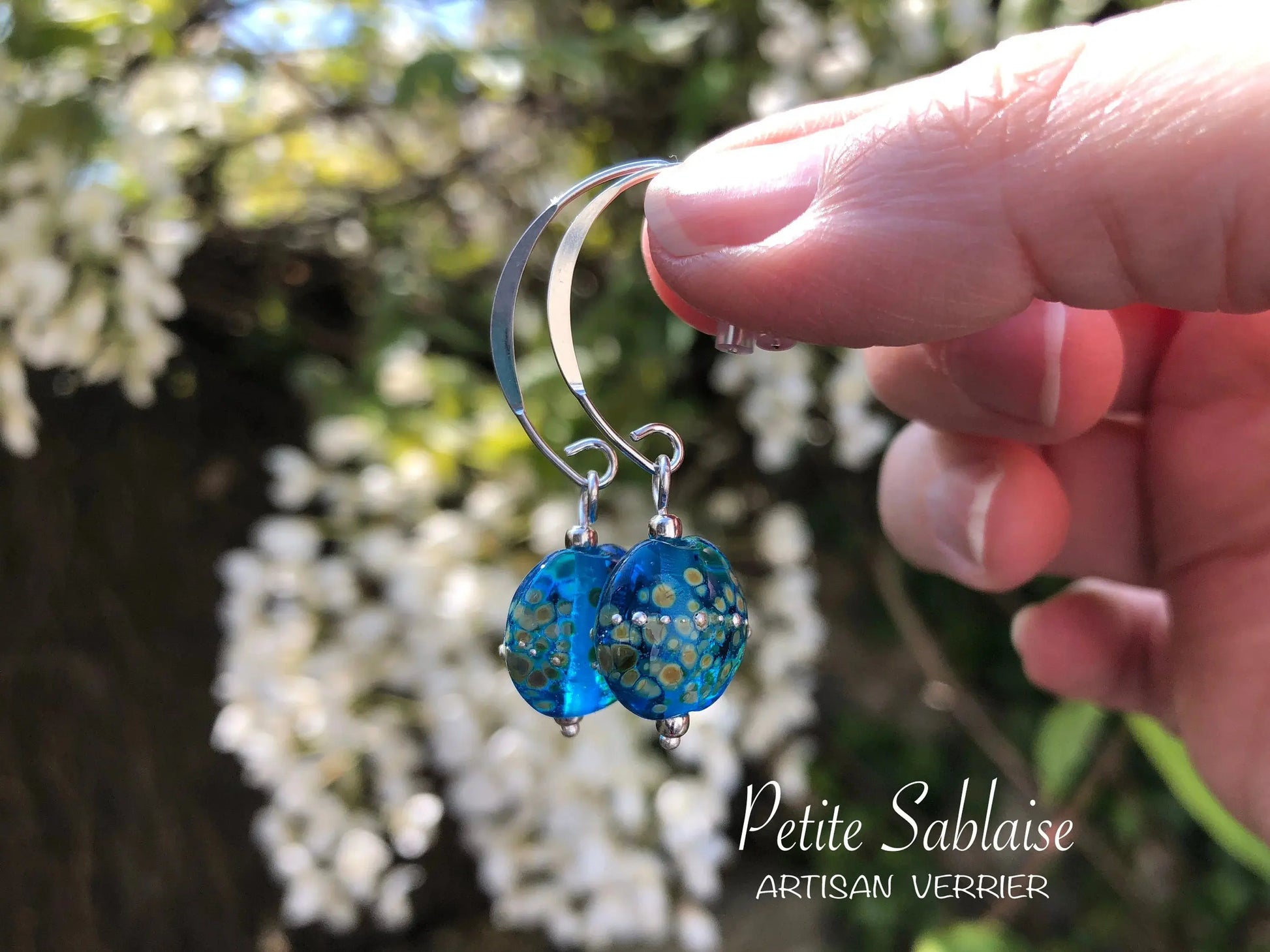 Boucles d'oreilles Artisanales en Argent "Turquoise" - Petite Sablaise