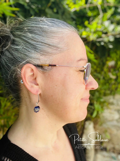 Boucles d'oreilles Artisanales en Argent massif 925 portées - Petite Sablaise