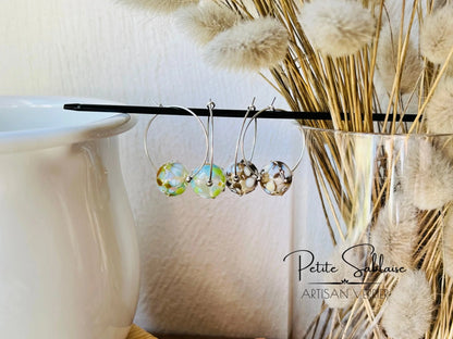 Boucles d'oreilles Créoles Artisanales "Champagne doré" - Petite Sablaise