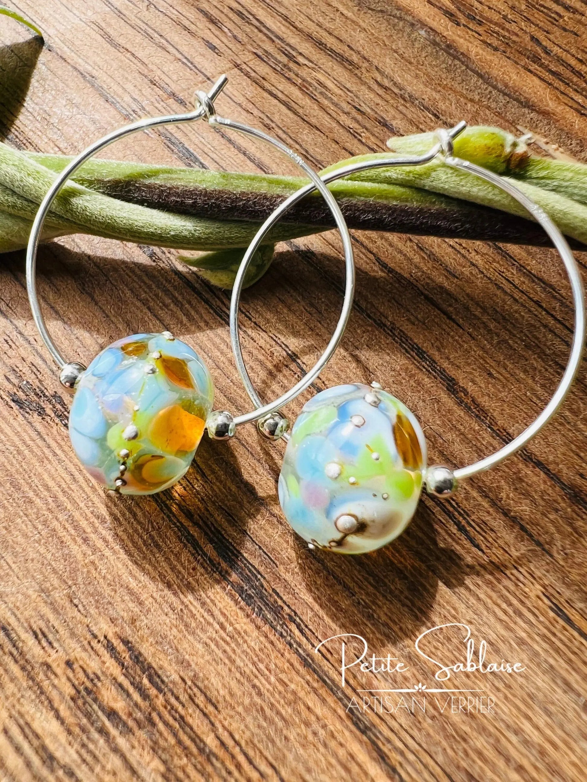 Boucles d'oreilles Créoles Fantaisies "Un instant de Poésie" - Petite Sablaise