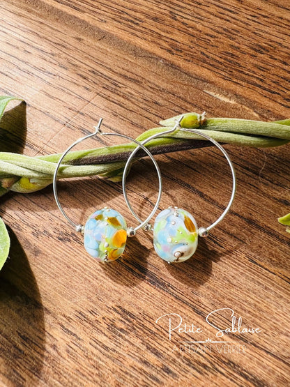 Boucles d'oreilles Créoles Fantaisies "Un instant de Poésie" - Petite Sablaise