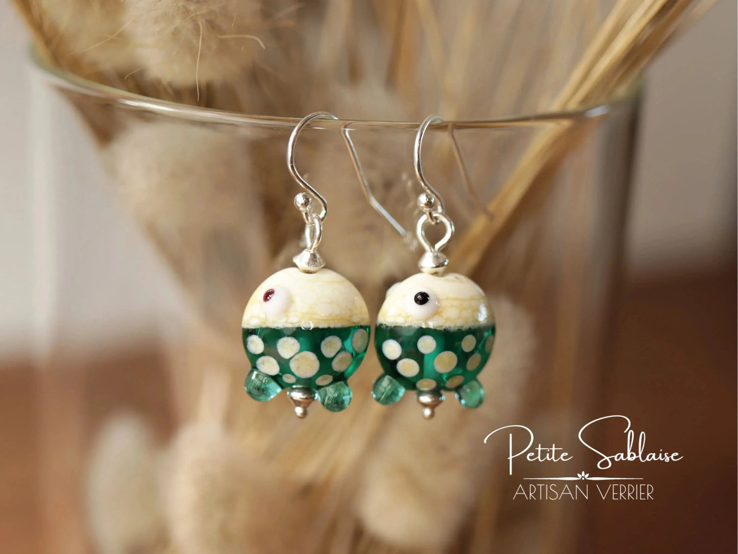 Boucles d'oreilles Fantaisies Petits Poissons Emeraude - Petite Sablaise