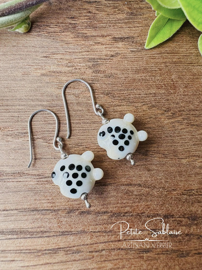 Boucles d'oreilles Fantaisies Petits Poissons ivoires - Petite Sablaise