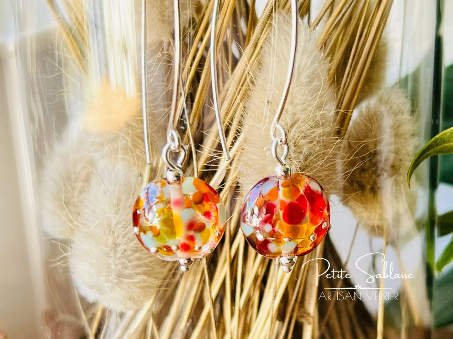 Boucles d'oreilles Fantaisies "Coucher de Soleil" en Verre de Murano - Petite Sablaise