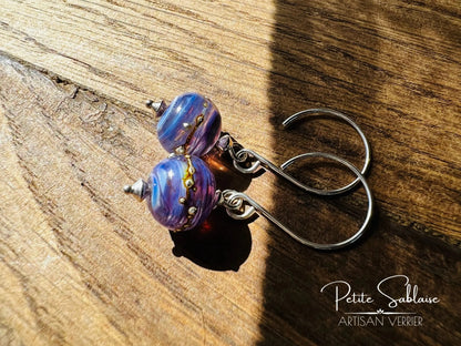 Boucles d'oreilles Fantaisies en Argent "Elixir de Violette" - Petite Sablaise