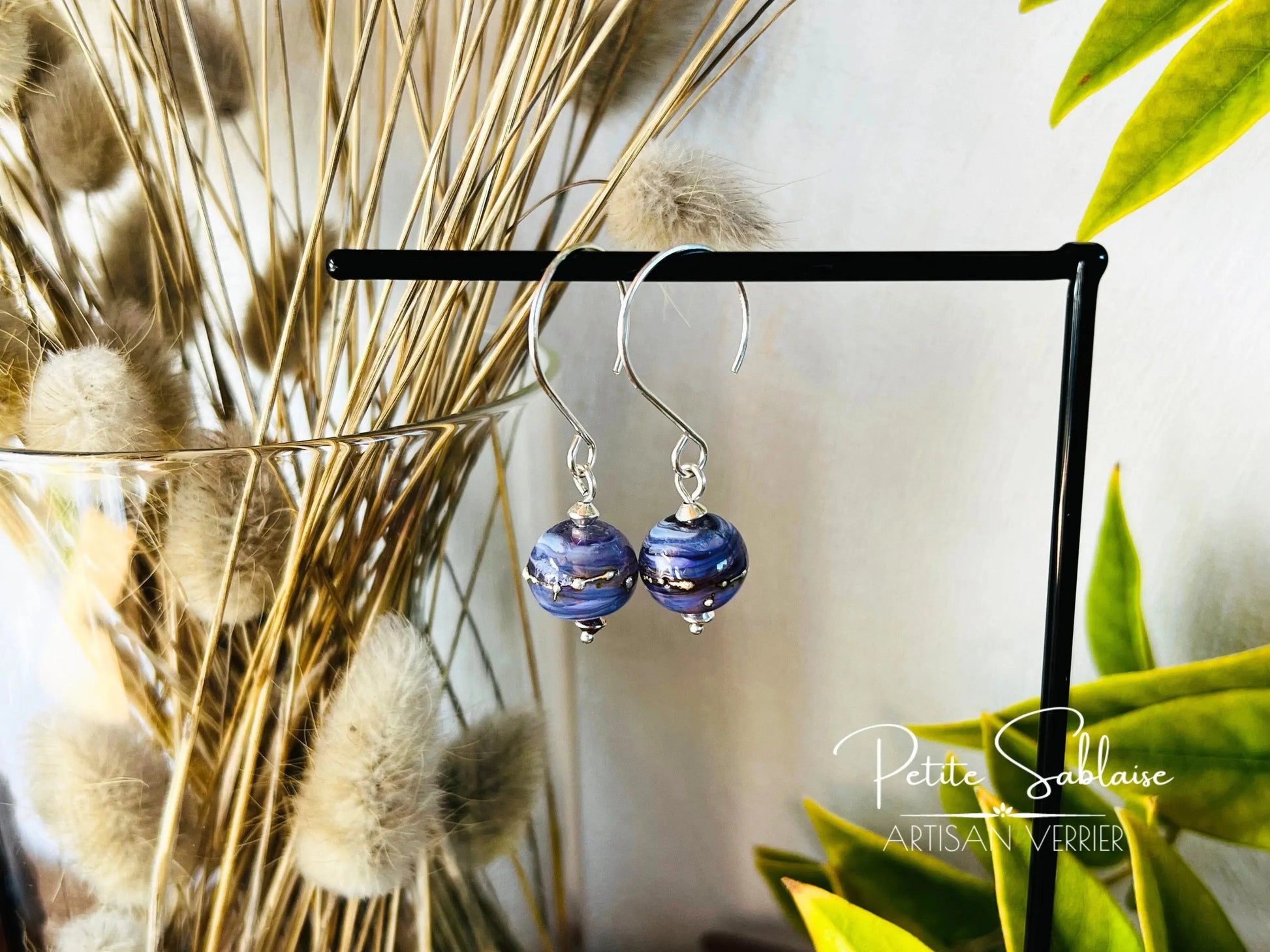 Boucles d'oreilles Fantaisies en Argent "Elixir de Violette" - Petite Sablaise